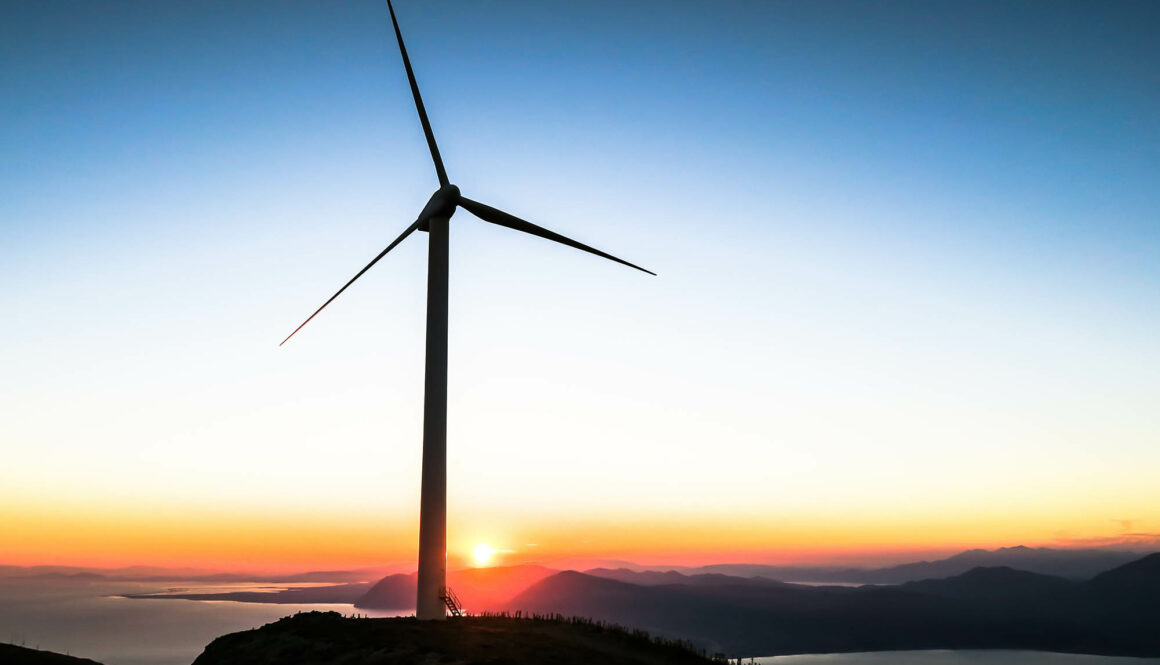 Ett vindkraftverk som producerar hållbar energi